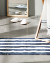 Bold Stripe Çizgili Pamuklu Banyo Paspası Lacivert- Ekru