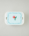 Bright Floral Melamin 4'lü Cam Kapaklı Kahvaltılık 30x21 cm Renkli