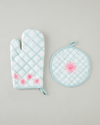 Bright Floral Polyester 2'li Mutfak Seti 17x30 Cm + 20x20 Cm Pembe - Yeşil