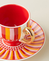 Bright Vionna New Bone China 4 Parça 2 Kişilik Kahve Fincan Takımı 100 ml Pembe-Kırmızı-Turuncu
