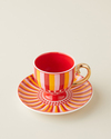 Bright Vionna New Bone China 4 Parça 2 Kişilik Kahve Fincan Takımı 100 ml Pembe-Kırmızı-Turuncu
