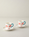 Carnival Tree New Bone China Kahve Fincan Takımı Açık Mavi
