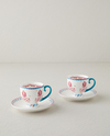 Carnival Tulip New Bone China Kahve Fincan Takımı 4 Parça 2 Kişilik Açık Mavi