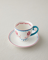 Carnival Tulip New Bone China Kahve Fincan Takımı 4 Parça 2 Kişilik Açık Mavi