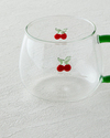 Cherry Borosilikat Cam Kupa 400 ml Kırmızı - Yeşil
