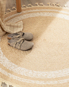 Circle Dekoratif Jüt Kilim Naturel-Beyaz