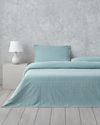 Clouded Grid İpliği Boyalı Çift Kişilik Nevresim Takımı 200x220 cm Koyu Yeşil