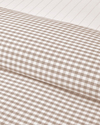 Clouded Grid İpliği Boyalı Tek Kişilik Nevresim Takımı 160x220 cm Bej