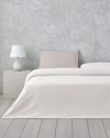 Clouded Grid İpliği Boyalı Tek Kişilik Nevresim Takımı 160x220 cm Bej