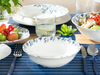 Clover Flower Porselen Salata Kasesi Beyaz - Mavi