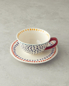 Coachella Blend Stoneware 4 Parça 2 Kişilik Çay Fincanı Takımı Mavi-Terracotta