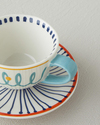 Coachella Mix Stoneware 4 Parça 2 Kişilik Kahve Fincan Takımı Mavi-Terracotta