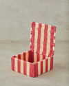 Colorful Striped Kağıt İp Dekoratif Kutu 18x18x8cm Kırmızı