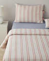 Cool Stripe İpliği Boyalı King Size Nevresim Takımı 240x220 cm Terracota - Bej