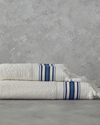 Cool Stripe Pamuklu Çizgili Banyo Havlusu Takımı Ekru - Mavi