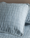 Cosy Rectangles Dolgulu Jakarlı Çift Kişilik Yatak Örtüsü Takımı Mavi