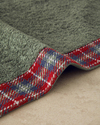 Cozy Plaid Pamuklu Ekose Detaylı Yüz Havlusu Yeşil