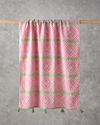 Crispy Pamuklu Püsküllü Peştamal 90x150 cm Pembe - Yeşil