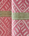 Crispy Pamuklu Püsküllü Peştamal 90x150 cm Pembe - Yeşil