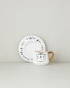 Cute Cat New Bone China 2 Parça 1 Kişilik Kahve Fincan Takımı 90 ml Siyah-Gold