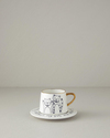Cute Cat New Bone China 2 Parça 1 Kişilik Çay Fincanı Takımı 320 ml Siyah-Gold