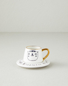 Cute Cat New Bone China 2 Parça 1 Kişilik Kahve Fincan Takımı 90 ml Siyah-Gold