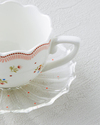 Daisy Days New Bone China 4 Parça 2 Kişilik Cam Tabaklı Kahve Fincan Takımı 80 ml Pembe - Yeşil