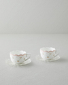 Daisy Days New Bone China 4 Parça 2 Kişilik Cam Tabaklı Kahve Fincan Takımı 80 ml Pembe - Yeşil