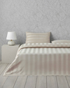Deluxe Çizgili Pamuk Saten Çift Kişilik Nevresim Takımı 200x220 cm Fildişi