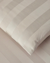 Deluxe Çizgili Pamuk Saten Çift Kişilik Nevresim Takımı 200x220 cm Fildişi