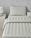 Deluxe Çizgili Pamuk Saten King Size Nevresim Takımı 240x220 cm Açık Yeşil