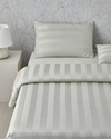 Deluxe Çizgili Pamuk Saten King Size Nevresim Takımı 240x220 cm Açık Yeşil