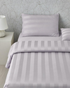 Deluxe Çizgili Pamuk Saten King Size Nevresim Takımı 240x220 cm Açık Leylak