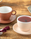 Edno Stoneware 4 Parça 2 Kişilik Çay Fincanı Takımı Kahve-Pudra