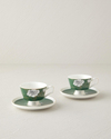 Evelina New Bone China 4 Parça 2 Kişilik Kahve Fincan Takımı 90 ml Koyu Yeşil