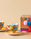 Exotic Wild New Bone China 4 Parça 2 Kişilik Kahve Fincan Takımı Sarı