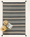 Fancy Striped Dokuma Kilim Lacivert - Krem