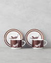 Feline New Bone China 4 Parça 2 Kişilik Çay Fincanı Takımı 230 ml Kahverengi