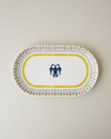 Fiesta Talavera Porselen Kayık Tabak 30 cm Beyaz - Lacivert