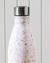 Floral Cam Şişe 1000 ml Pembe - Beyaz