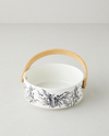 Floral Grace Stoneware Sunumluk 17x7 cm Beyaz - Lacivert