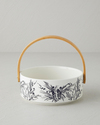 Floral Grace Stoneware Sunumluk 17x7 cm Beyaz - Lacivert