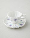 Floral Morning Porselen 4 Parça 2 Kişilik Kahve Fincan Takımı 90 ml Mor