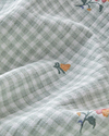 Floral Plaid Baskılı Pamuklu King Size Pike 240x220 cm Yeşil