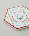 Floral Stripe Seramik Bardak Altlığı 11 cm Renkli