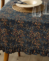 Florals Fırfırlı Masa Örtüsü 150x220 cm Lacivert