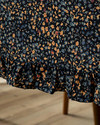 Florals Fırfırlı Masa Örtüsü 150x220 cm Lacivert
