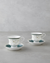 Florana New Bone China 4 Parça 2 Kişilik Çay Fincanı Takımı 220 ml Yeşil