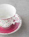 Florana New Bone China 4 Parça 2 Kişilik Çay Fincanı Takımı 220 ml Koyu Pembe