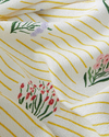 Flower Stripes Baskılı Pamuklu Çift Kişilik Pike Takımı 200x220 cm Sarı